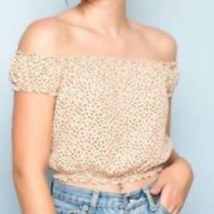 Brandy Melville Crop Floral off Shoulder Rio Top